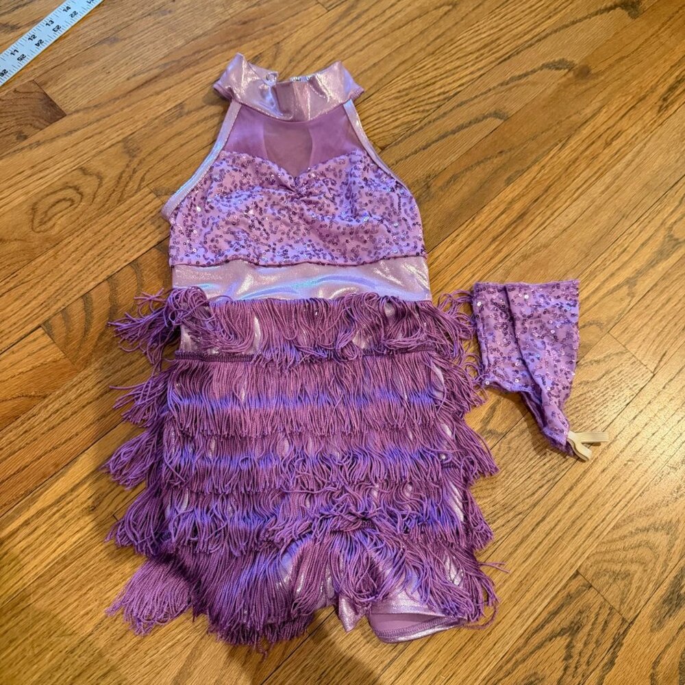 WEISSMAN SMALL CHILD SC PURPLE FRINGE COMPETITION DANCE COSTUME TAP JAZZ #9545 M